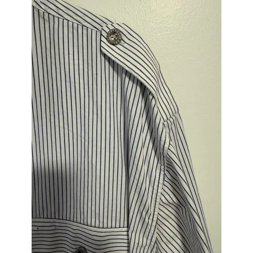 Vintage Ablanche men’s 3X military style blue & white shirt like new.
